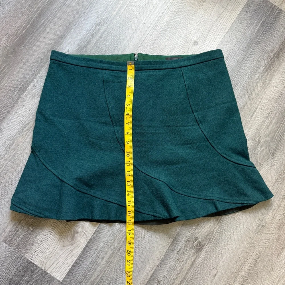 J.CREW Ruffle Mini Skirt Forrest Green 16 Plus Wool Lined